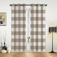 Household supplies MH Marinblå Rutig Idyllisk Stil Rutiga Gardiner för Sovrum Vardagsrum Draperier Kök Barnrum Fönstergardin Heminredning 135W x 60H(cm) x1