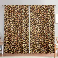 Household supplies MH 2 st Leopardtryckta element Tryckt Gardin för Heminredning - Stångficka Fönsterbehandling för Sovrum, Kontor, Kök 52.5cmX116cm X 2pcs brown