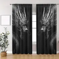 Household supplies MH 2 st Väckelse och Drakens Flykt Tryckt Gardin för Heminredning - Stångficka Fönsterbehandling för Sovrum, Kontor, Kök 132cmX213cm X 2pcs