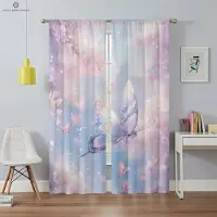 Yiran Furniture Tecknade Regnbågsfantasi Enhörningsgardiner för Barn, Lämpliga för Sovrum, Vardagsrum, Balkong, Kök, 2 st W70xH100(CM)x2PCS&Grommet Top