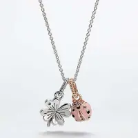 YIRAN Jewelry Äkta 925 Sterling Silver Mode Fyrklöver Nyckelpiga Hänge Halsband Passar Original Pan Berlock Kvinna Gör-det-själv Smycken
