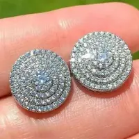 YIRAN Jewelry Huitan Eleganta Temperamentsörhängen med Runda Glänsande Kubisk Zirkonia för Kvinnor Enkla Snygga Örhängen Lyxiga Bröllopssmycken gray