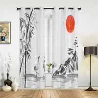 Yiran Furniture Bambu Retro Shabby Växtgardiner för Sovrum Vardagsrum Draperier Kök Barnrum Fönstergardin Modern Heminredning 135W x 115H(cm) x1