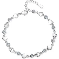 YIRAN Jewelry 925 Sterling Silver Mode Armband Kärlek Hjärta Zirkonia Kedjelänkad För Kvinnor Charm Manschettarmband Smycke Gåva Pulseira vit