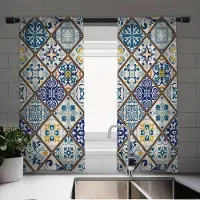Household supplies MH Eleganta Kökssgardiner med Geometriskt Tryck Charmig Europeisk Design Vintagestil Fönsterdekor för Kök, Bondgård Vardagsrum 100W130H(CM)40x51in&Grommet Top