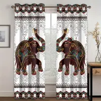 Household supplies MH 2 st Boho-gardiner, Indiskt bohemiskt hippiekonsttema Fönsterdraperier med Mandala Djur Elefanttrycksmönster Barnrumsinredning Cu 210x230cm