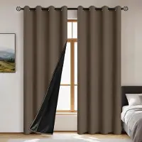 Lucky Black Cat 1 st enfärgade mörkläggningsgardiner med 100 % mörkläggning och solskydd, Gardiner för sovrum och vardagsrum 132*160cm khaki