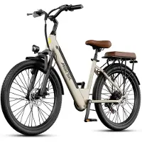 Aairsk 26 Elcykel för Vuxna, 36V 13Ah Avtagbart Batteri, 7 Växlar 25 km/h Låg Insteg E-cykel NFC vit