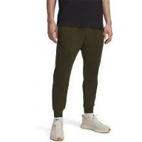 Under Armour Joggingbyxor för män i Unstoppable-fleece med dragkedja och fickor (Grön)