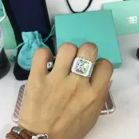 YIRAN Jewelry Sterling 925 Silver Vs2 2 Karat Cc Zirkonring För Män Anillos Bizuteria Ädelsten Silver 925 Smycken Bague Bijoux Femme Ringar 10 vit