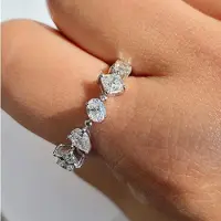 YIRAN Jewelry Hoyon Kärleksrad Imitation Diamant Aaa Zirkon Ring För Kvinnor Högkolhalt Avancerad Hjärtformad Hel Cirkel Radring För Flickvän 10 brown