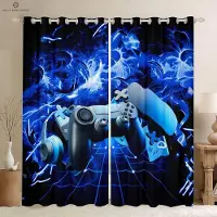 Yiran Furniture E-Sports Rum Spelfönstergardiner Färgglada Kreativa Tryck Vardagsrum Sovrum E-Sports Dekoration Anpassade Gardiner 2 st W50xH130(CM)x2PCS&Rod pocket