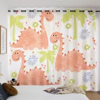 Yiran Furniture Barnrumsgardin Tecknad Söt Dinosaurie Digitaltryckt Gardin Sovrum Vardagsrum Fönstergardin 2 Delar Öljettopp 2x50W100H(CM)&hook