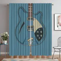 Yiran Furniture Gardiner med gitarr-mönster för vardagsrum Gardiner Tyll för sovrum Rullgardiner Heminredningsgardiner 2 delar Halloween-dekoration W60xH90cmx2pcs-CL
