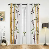 Yiran Furniture Bambu Retro Shabby Växtgardiner för Sovrum Vardagsrum Draperier Kök Barnrum Fönstergardin Modern Heminredning 135W x 135H(cm) x1