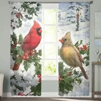 Yiran Furniture Vinter Snöbär Rödvinge Skira Gardiner Sovrum Voilegardin Vardagsrumsfönster Skira Gardiner Kök Tyllgardiner 135W x 114H(cm) white