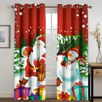 Yiran Furniture Billiga Gott Nytt År Jul Jultomte Röd Snö 2 Delar Tunna Mörkläggande Fönstergardiner för Vardagsrum Sovrum Heminredning 135W165H(CM)53x65in&Hook