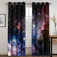 Simple and warm Kosmiskt Galaxmönster StjärnGardiner för Vardagsrum Utrymme Sovrum Arbetsrum Dekoration Samtida Kök Fönsterluckor gardiner Gardiner 100W130H(CM)&Grommet Top