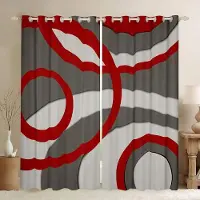 Yiran Furniture 2 st Röd Svart Grå Geometriska Köksgardiner Stångficka Abstrakt Fyrkantig Modern Köksinredning Vit Flerfärgad Rutigt Mönster 2x50W100H(CM)&Grommet Top
