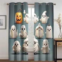 Household supplies MH Tecknad Halloween Söta Spökgardiner Barnfavoriter 2 Paneler Passar Vardagsrum Sovrum Kök Balkong Fönsterdekor 50W130H(CM)X2PCS&Hook