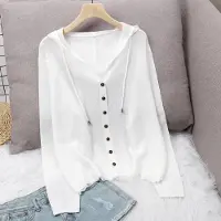 Milost Hooded Ice Silk sommarstickad kofta jacka damtopp lös tunn sektion Ihålig solkräm Ytterkläder 2XL vit