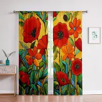Yiran Furniture Moderna Minimalistiska Växt Blomstergardiner, 2 Paneler, Tropisk Regnskog Grön Blad, Vardagsrum, Sovrum, Balkong Dekor, 3D W50X130H(CM)X2PCS&Grommet Top