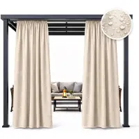 Super Merchant Vattentäta Trädgårdsgardiner 155X240 Utomhus för Terrass Balkong Ljus Beige