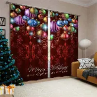 Yiran Furniture Billiga Gott Nytt År Jul Jultomte Röd Snö 2 Delar Tunna Mörkläggande Fönstergardiner för Vardagsrum Sovrum Heminredning 135W185H(CM)53x73in&Hook