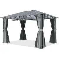 TOOLPORT Hardtop paviljong 3x4m, inkl. 4 gardiner, mid grey