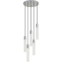 QAZQA Design pendellampa krom med räfflat glas 5-ljus - Walcott
