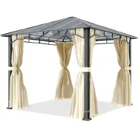 TOOLPORT Hardtop paviljong 3x3m, inkl. 4 gardiner, champagne