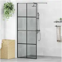 vidaXL Walk-in Duschvägg Svart 80 x 195 cm härdat glas