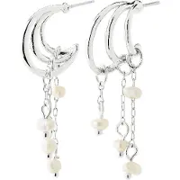 Pilgrim Örhängen 'Lunith' silver / pärlvit