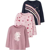 Name it Tröjor - NmfNia - 3-pack - Marinblå Kavaj/Marinblå Kavaj - - 5 år (110) - Tröja