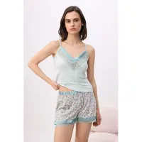 Trendyol Kort pyjamas himmelsblå / grå / mint / röd