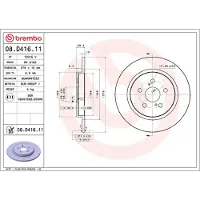 Brembo Bromsskiva 08D41611 bak, full, 1 Stycke