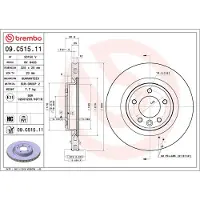 Brembo Bromsskiva 09C51511 bak, ventilerad, höggradigt förkolnad, 1 Stycke