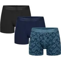 Urberg Men's Bamboo Printed Boxers 3-Pack Mallard Blue Print + Black Beauty + Dark Navy