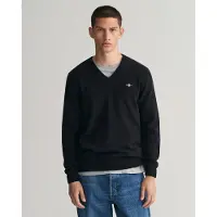 Gant för män. 87212 V-ringad tröja svart (XL), Casual, Ull
