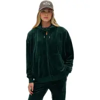 Superdry för kvinnor. W2012544A Country Club Velour Ziphood grön (XS), Casual, Polyester
