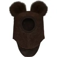 Huttelihut Balaklava - Dark Brown Melerad - - 4-6 år (104-116) - Balaklava - Dubbel