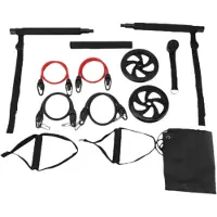 Jojomino Pilates Bar Kit+Resistance Bands, Pilates Equipment Exercise Bar With Ab Roller, Portable Home Gym Yoga Fitness Bar Svart