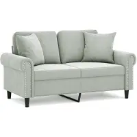 vidaXL 2-sitssoffa med kuddar ljusgrå 120 cm sammet