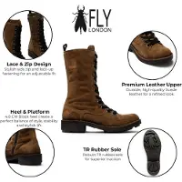 Fly london Women's Brown Leather Lace-Up Combat Ankle Boots – NOLE176