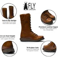 Fly london Women's Brown Leather Lace-Up Combat Ankle Boots – STER768