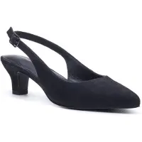 Hush puppies Nahla Spänne Kitten Heel Dam Svarta Spetsiga Slingback Skor