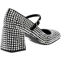 Steve madden Dam Rhinestone Läder Blockklack Mary Janes (Silver)