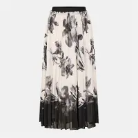 Ted Baker Kvinnors Plisserad Midi Blommönstrad Volangkjol i Elfenben