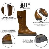 Fly london damer beige läder med höga dragna långa stövlar - RHEA042