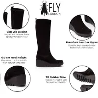 Fly london damer svarta mockaskängor med hög kilklack - BUDI603